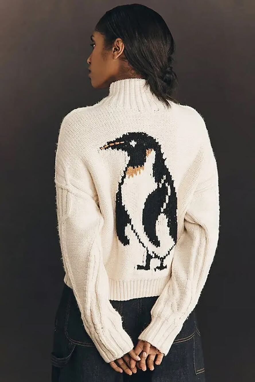 Anthropologie Pilcro Penguin Full Zip Cardigan Sweater Medium